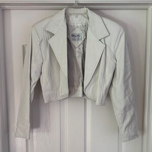Women's White Leather Cropped Jacket